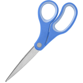 Sparco Scissors, Bent, 8", Rubber Handle, Blue (SPR39043)