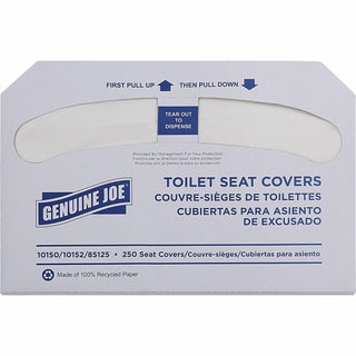 Genuine Joe Toilet Seat Covers, 1/2 Fold, 250/PK, White (GJO85125)