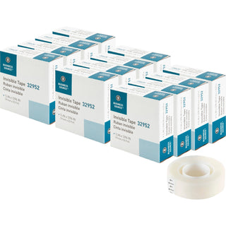Business Source Invisible Tape Refill Roll, 1" Core, 3/4"x1296", 12RL/BX, CL (BSN32952BX)
