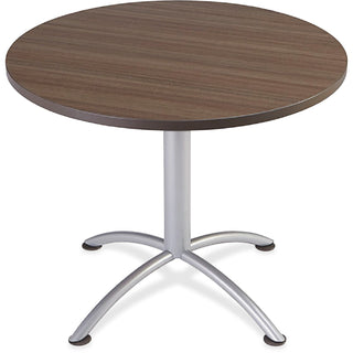 Iceberg iLand Table, Contour, Round Seated Style, 36" dia. x 29", Natural Teak/Silver (ICE69717)
