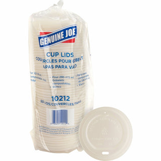 Genuine Joe Cup Lids, 10-16oz., 50/PK, White (GJO10212)