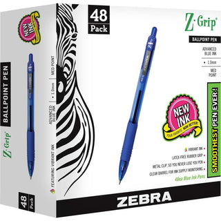 Zebra® Z-Grip Flight Retractable Ballpoint Pen 1 mm, Medium, Blue, 48/Pack (ZEB22248)