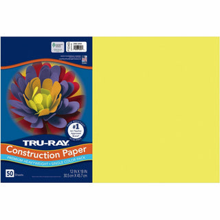 Tru-Ray Construction Paper, 76lb, 12" x 18", 50/PK, Lovely Lemon (PAC103403)