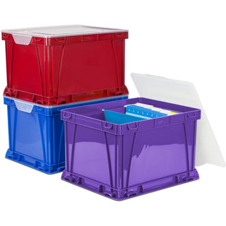 Storex Plastic Storage Cube, 14-1/4" x 17-14" x 10-1/2", 3/ST, Ast (STX62012U03C)
