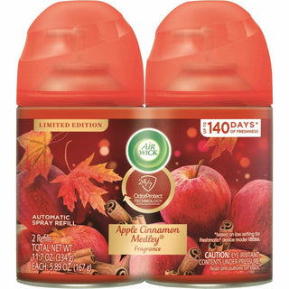 Air Wick® Freshmatic Ultra Spray Refill, Apple Cinnamon Medley, Aerosol, 5.89 oz, 2/Pack (RAC82680)