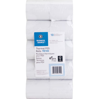 Business Source Thermal Rolls, 3-1/8" x 100', 10RL/PK, White (BSN98100)