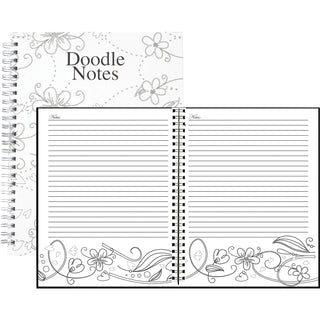 House of Doolittle™ Doodles Notes, Ruled, 2-Piece 7" x 9", Black/White (HOD78190)