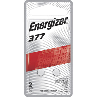 Energizer® 377 Silver Oxide Button Cell Battery, 1.5V, 2/Pack (EVE377BPZ2)
