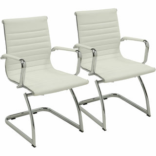 Lorell Guest Midback Chair, 23-3/4" x 23-1/2" x 35-1/2", White Leather (LLR59504)