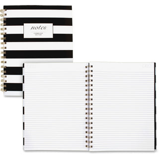 Cambridge® Black & White Striped Hardcover Notebook, 1 Subject, Wide/Legal Rule, Black/White Stripes Cover, 9.5 x 7.25, 80 Sheets (MEA59012)