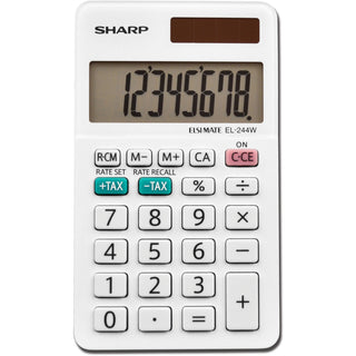 Sharp® 8-Digit Pocket Calculator, White (SHREL244WB)