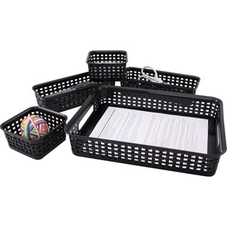 Advantus Plastic Weave Bins, 5/PK, Black (AVT37530)