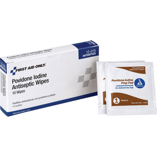 First Aid Only™ PVP Iodine Wipes, 10/Box (FAO12015)
