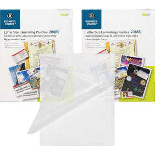 Business Source Laminating Pouches, Letter, 5Mil, 9"x11-1/2", 100/BD, Clear (BSN20855BD)