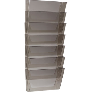 Storex Wall File, Stackable, Letter, 4"W x 13"L x 7"H, 7/PK, Smoke (STX70260U01C)