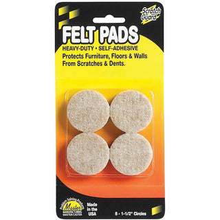 Scratch Guard Scratch Guard&reg; Felt Circles, Self-adhesive, Polyester Felt, 3/16" Thick, 1-1/2" Dia., Beige, 8/pk (MAS88497)