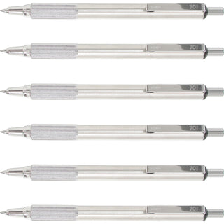 Zebra® Ballpoint Pens, Retractable, Stainless Steel, .7mm, 6/BX, Black (ZEB29411BX)