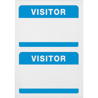 Advantus Badge Stickers, "Visitor", 3-1/2" x 2-1/4", 100/BX, White/Blue (AVT97190)