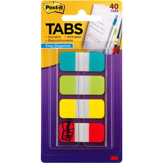 Post-it® Easy Dispenser Assorted Tabs, 5/8", 40/PK, Assorted Bright (MMM676ALYR)