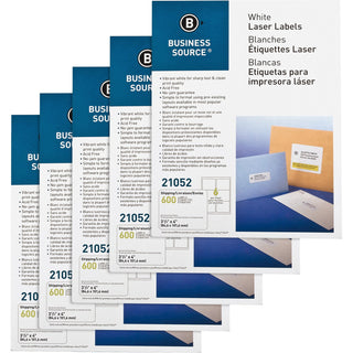Business Source Mailing Labels, Laser, 3-1/3" x 4", 3000/CT, White (BSN21052CT)