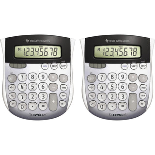 Texas Instruments Calculators, TI-1795, Mini, Dual Power, 4-7/8" x 5-2/3" x 1", 2/BD, Solar (TEXTI1795SVBD)