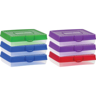 Storex Large Pencil Box, 11-1/4"Wx7-3/4"Lx2-9/10"H, 6/CT, Assorted (STX61645U06C)