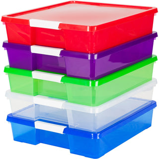 Storex Craft Box, Stackable, 14"Wx14"Lx3"H, 5/CT, Assorted (STX63202U05C)
