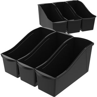Storex Large Book Bin, 5-3/10"Wx14-3/10"Lx7"H, 6/ST, Black (STX70109U06C)