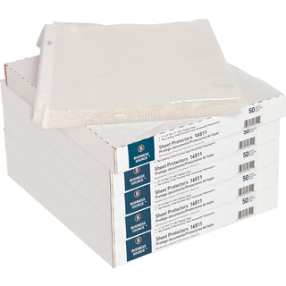 Business Source Sheet Protectors, Top Load, 5 mil, 11"x8-1/2", 250/CT, Clear (BSN16511CT)
