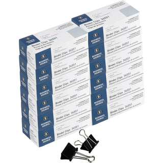 Business Source Binder Clip, Medium, 1-1/4", Steel, 5/8" Cap., 1440/CT, Black (BSN36551CT)