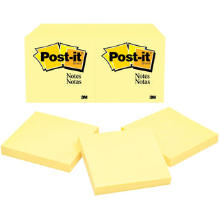 Post-it® Original Pads, 3"x3", 100/SH/PD, 24/BD, Canary (MMM654YWBD)