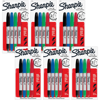 Sharpie® Permanent Markers, Twin Tip, Fine/Ultra Fine Point, 24/BG, AST (SAN32174PPBG)