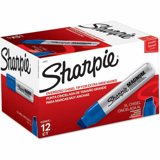 Sharpie® Permanent Marker, Magnum, Jumbo Chisel Point, 12/BX, Blue (SAN44003BX)