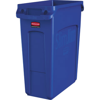 Rubbermaid® Commercial Slim Jim W/Handles, Rectangular, Plastic, 15.9 gal, Blue (RCP1971257)