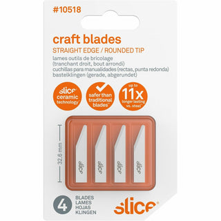 Slice® Ceramic Blade, Rounded Tip, 1/50"x1-3/10"x1/4", 4/PK, White (SLI10518)