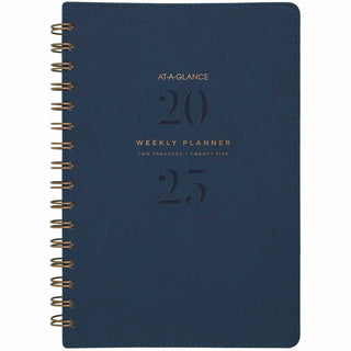 AT-A-GLANCE® Signature Collection Firenze Navy Weekly/Monthly Planner, 8.5 x 5.5, Navy Cover, 13-Month (Jan to Jan): 2025 to 2026 (AAGYP20020)