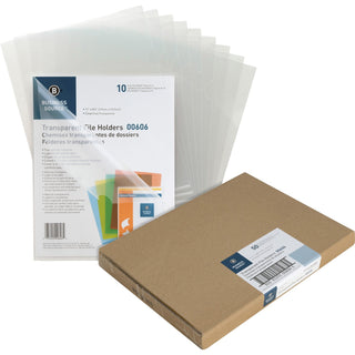 Business Source File Holders, Poly, Transparent, 11"x8-1/2", 50/BX, Clear (BSN00606BX)