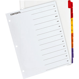 Business Source Index Dividers, Jan-Dec, 3HP, Letter, 12/ST, Multi (BSN21906)