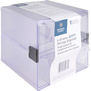 Business Source Storage Organizer, 4 Drawer, 6"x7-1/4"x6", Clear (BSN82977)