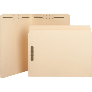 Business Source Fastener Folders, w/2-Ply Straight Tab, 2 Fstnr, Ltr, 50/BX, Manilla (BSN17211)