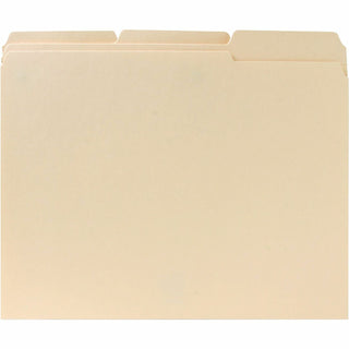 Business Source File Folders, 1/3 Cut Assorted Tab, 2-Ply, Ltr, 100/BX, Manilla (BSN211113)