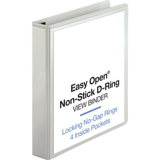 Business Source View Binder, Locking D-Ring, 1-1/2" Capacity, Letter, White (BSN26957)