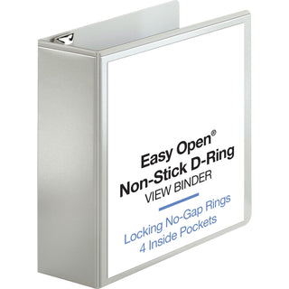 Business Source View Binder, Locking D-Ring, 4" Capacity, Letter, White (BSN26963)