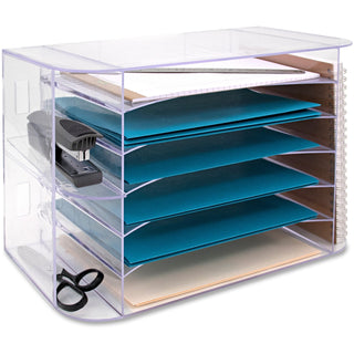 Business Source Desk Sorter w/6 Letter Trays, 18-1/8"x10"x12-1/4", Clear (BSN86880)