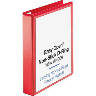 Business Source View Binder, D-ring, 1-1/2" Capacity, 8-1/2"x11", Red (BSN26980)