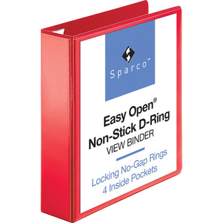 Business Source View Binder, D-ring, 2" Capacity, 8-1/2"x11", Red (BSN26981)