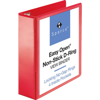 Business Source View Binder, D-ring, 3" Capacity, 8-1/2"x11", Red (BSN26982)
