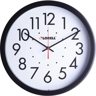 Lorell Clock, Wall, Self-Set, Round, 14-1/2", Black (LLR61009)