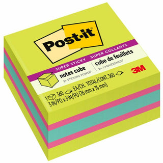 Post-it® Post-it Note Cube, Super Sticky, 3"x3", 360/Cube, Green Wave (MMM2027SSGFA)