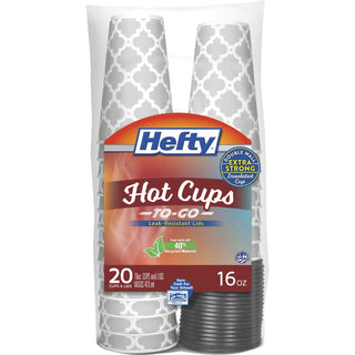 Hefty® Hot Cups, w/ Leak-Resistant Lids, Dble-Wall, 16oz, 20/PK (RFPC20016)